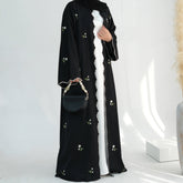 Nida Floral Scalloped-Edge Open Abaya